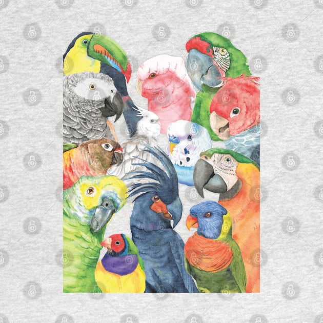 All my parrot watercolor by Oranjade0122